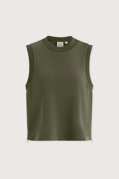 green top on white background