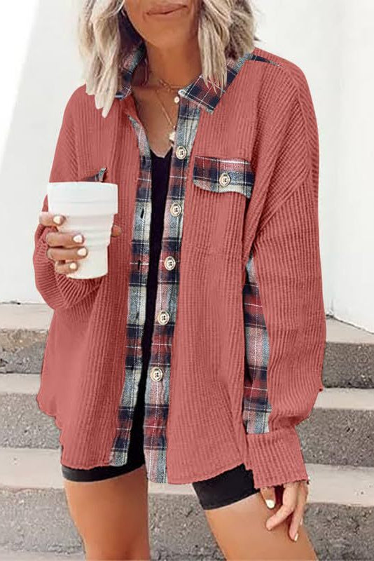 Plaid Waffle Shacket