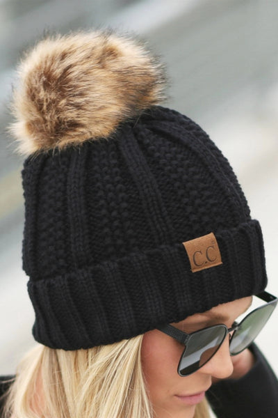 C.C Bold Faux Fur Accented Beanie