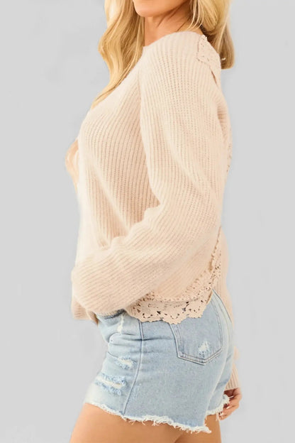 Lace Backless Knit Sweater