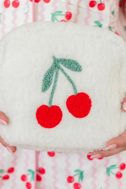 Cherry On Top Plush Cosmetic Bag