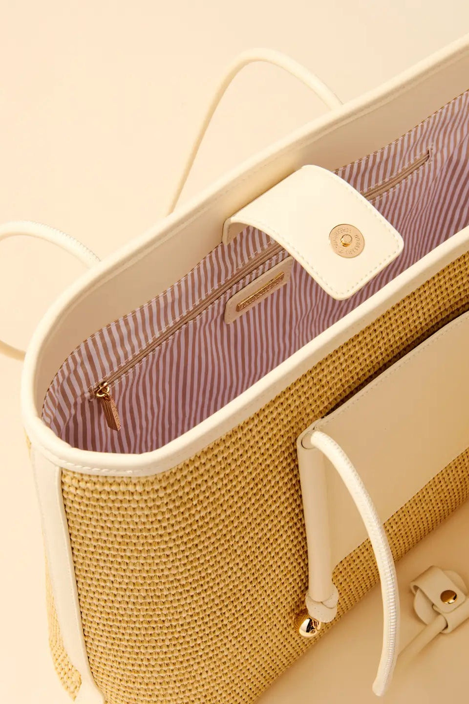 close up of the inside of a tote bag