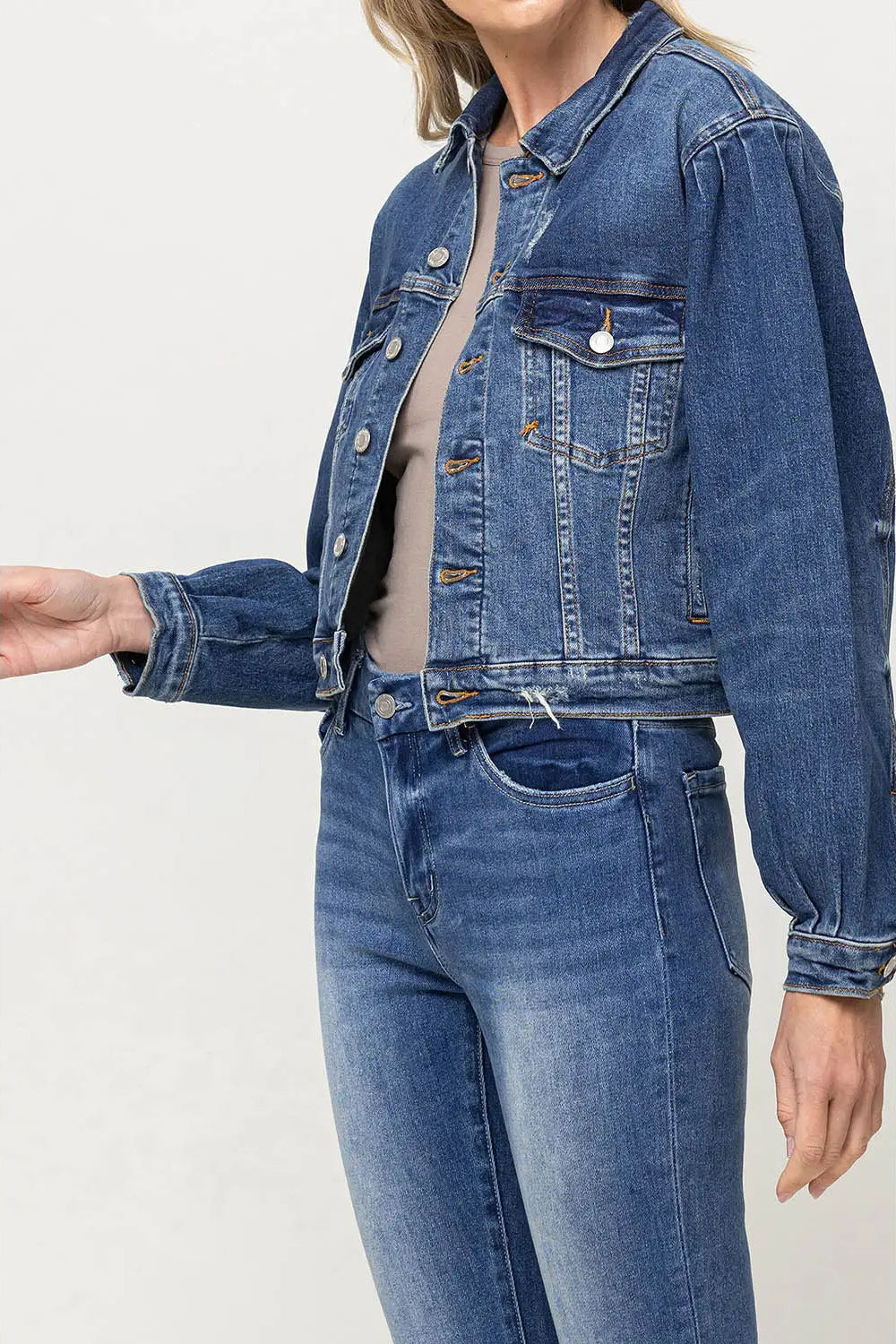 Balloon Sleeve Denim Jacket