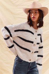 Stripe Button Cardi