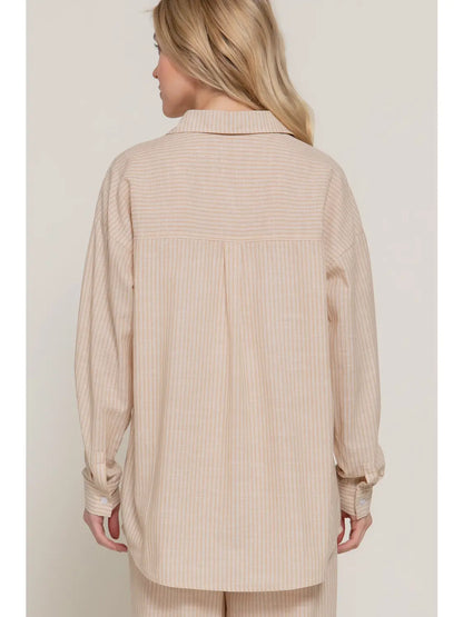 Stripe Gauze Button Up