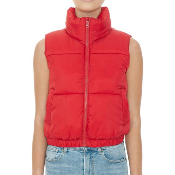 High Neck Faux Down Puffer Vest