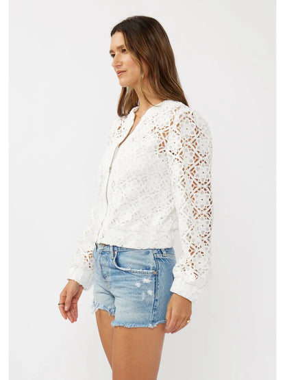 Floral Crochet Lace Bomber Jacket