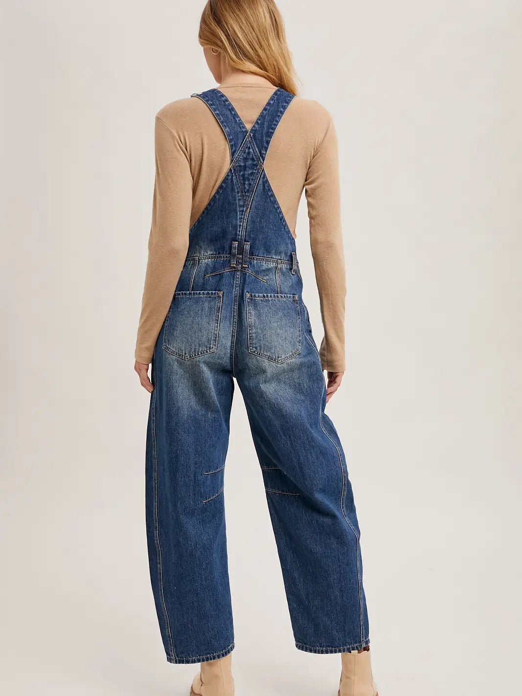 Denim Barrel Overalls