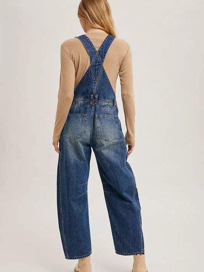 Denim Barrel Overalls