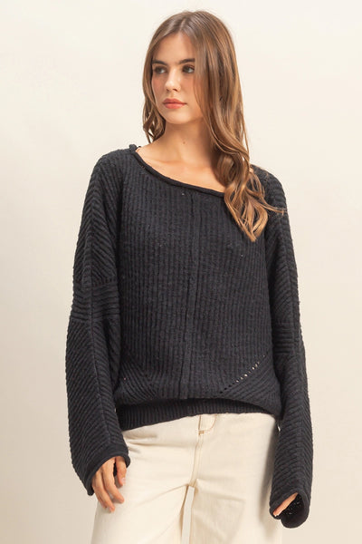 Ribbed Drop Sleeve Sweater