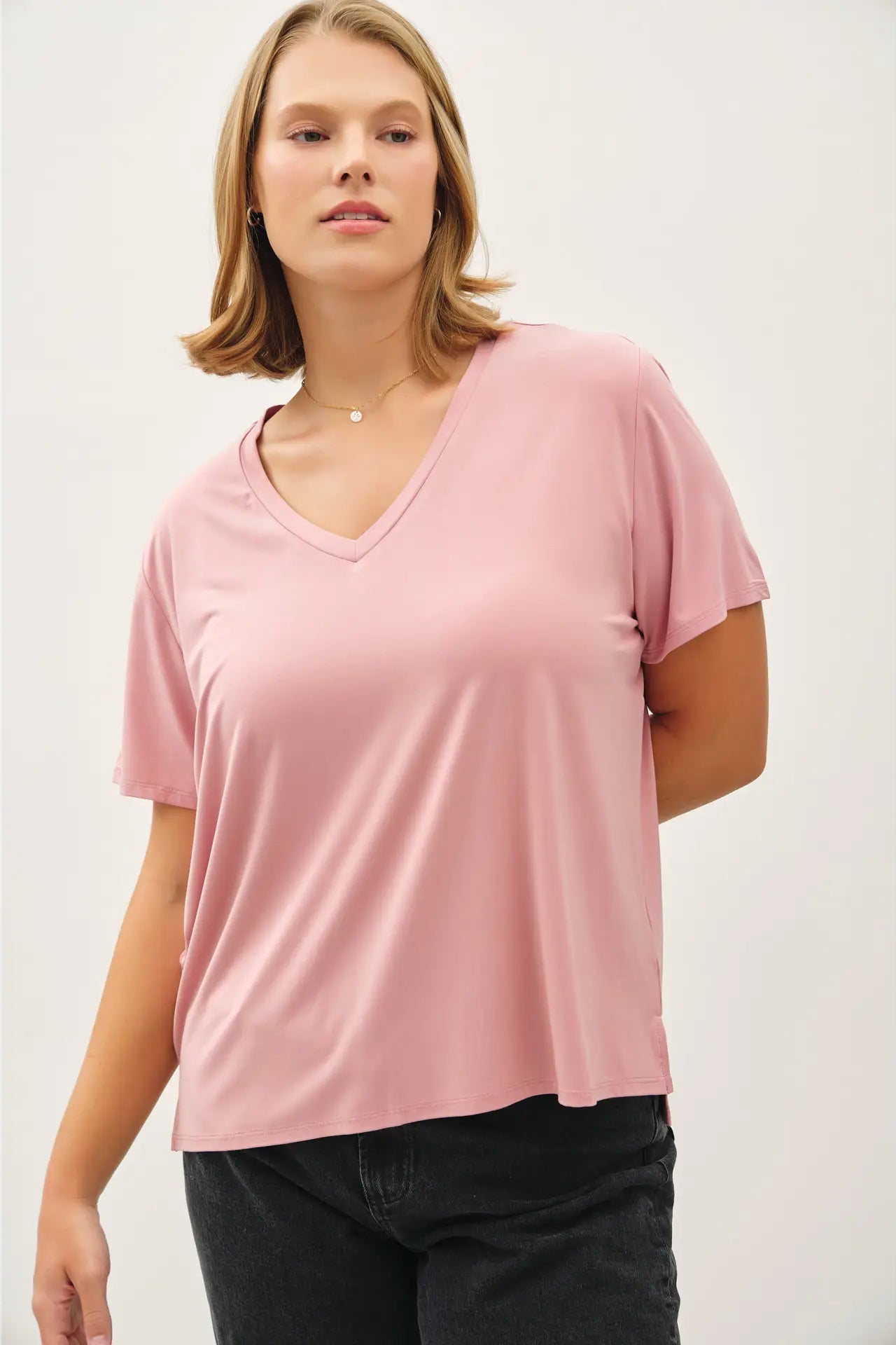 Bamboo V-Neck Tee-Plus Size