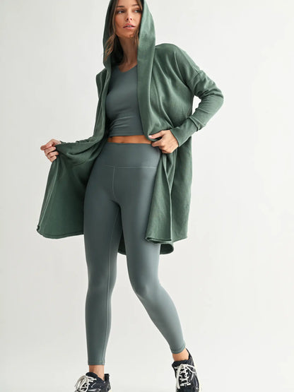 Open Front Longline Hoodie Cardigan