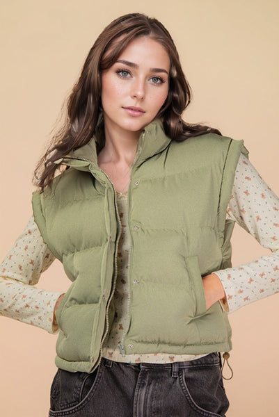 Mock Neck Casual Puffer Vest