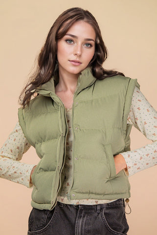 Mock Neck Casual Puffer Vest