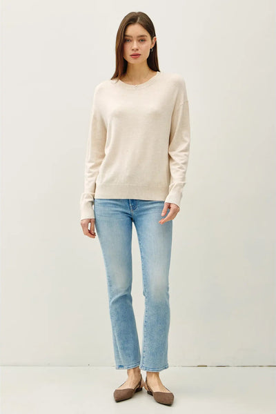 Drop Shoulder Basic Crewneck Sweater