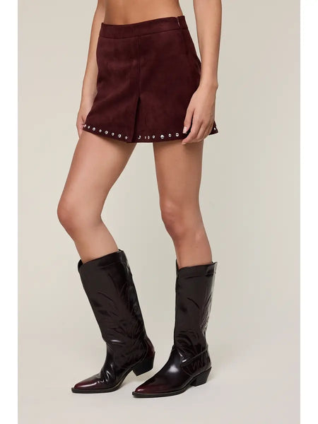 Suede Studded Mini Skort