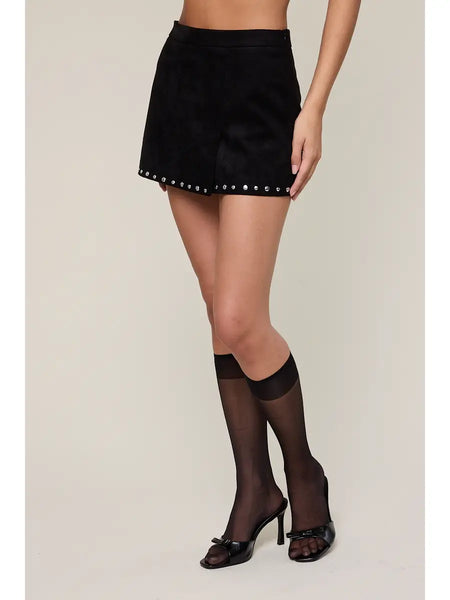 Suede Studded Mini Skort