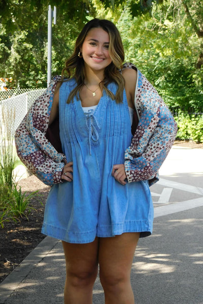 Front Pleat Romper