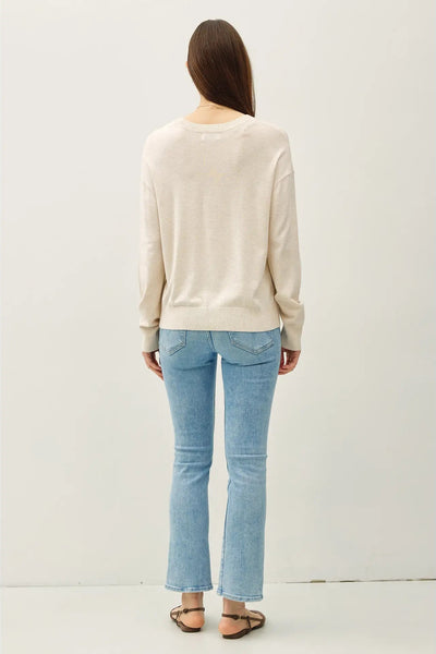 Drop Shoulder Basic Crewneck Sweater