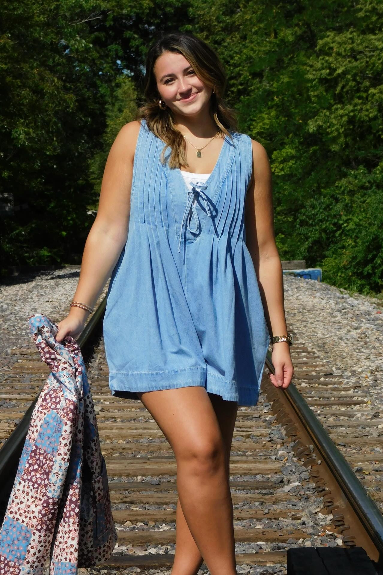 Front Pleat Romper