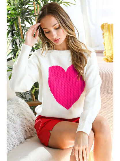 Cable Knit Heart Sweater