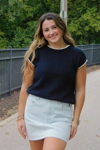 Contrast Trim Sweater Top