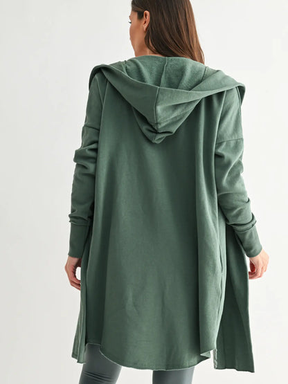 Open Front Longline Hoodie Cardigan