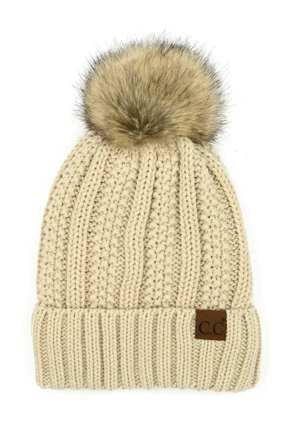 C.C Bold Faux Fur Accented Beanie