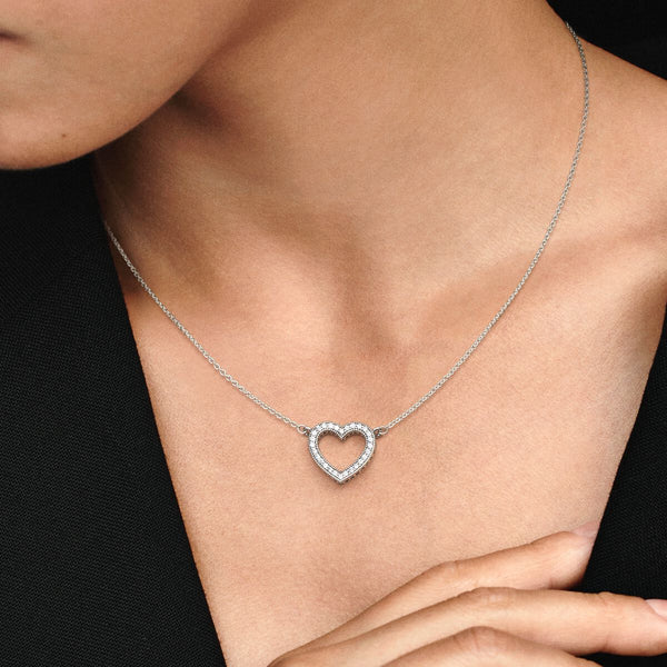 Pandora Sparkling Open Heart Necklace