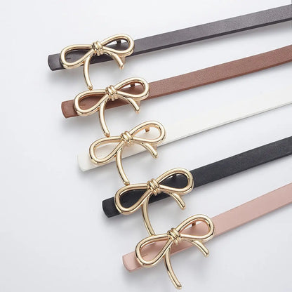 Skinny Leather Bow Belt