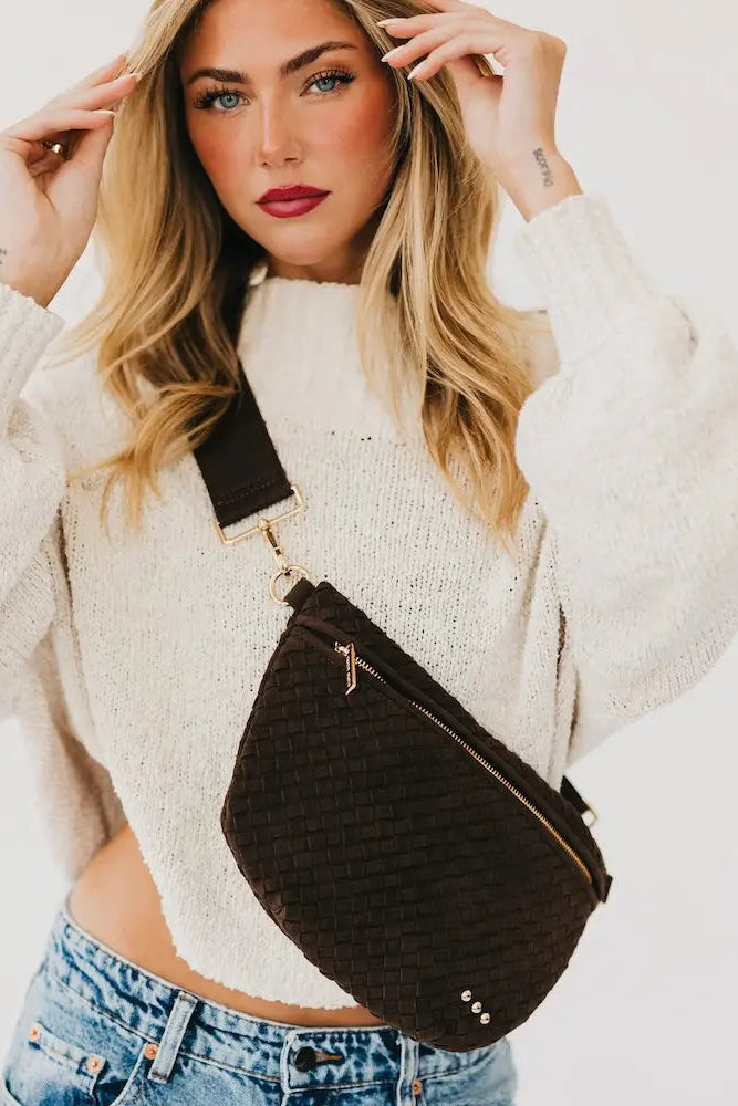 woman wearing bum bag