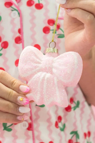 Blush & Sparkle Bow Christmas Ornament