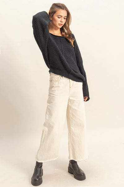 Ribbed Drop Sleeve Sweater