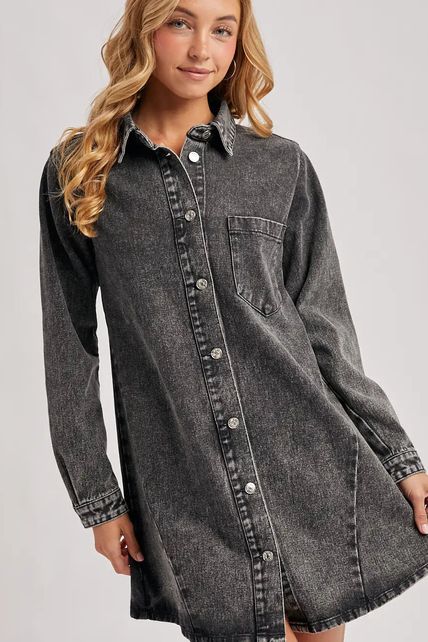 Denim Button Down Shirt Dress