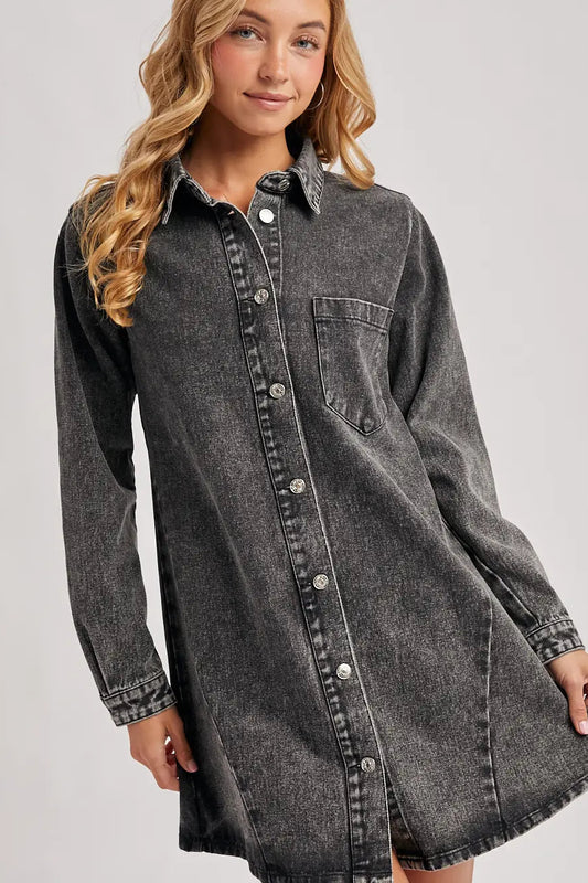 Denim Button Down Shirt Dress