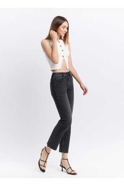 High Rise Ankle Straight Jeans