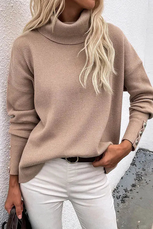 High Neck Ribbed Knit