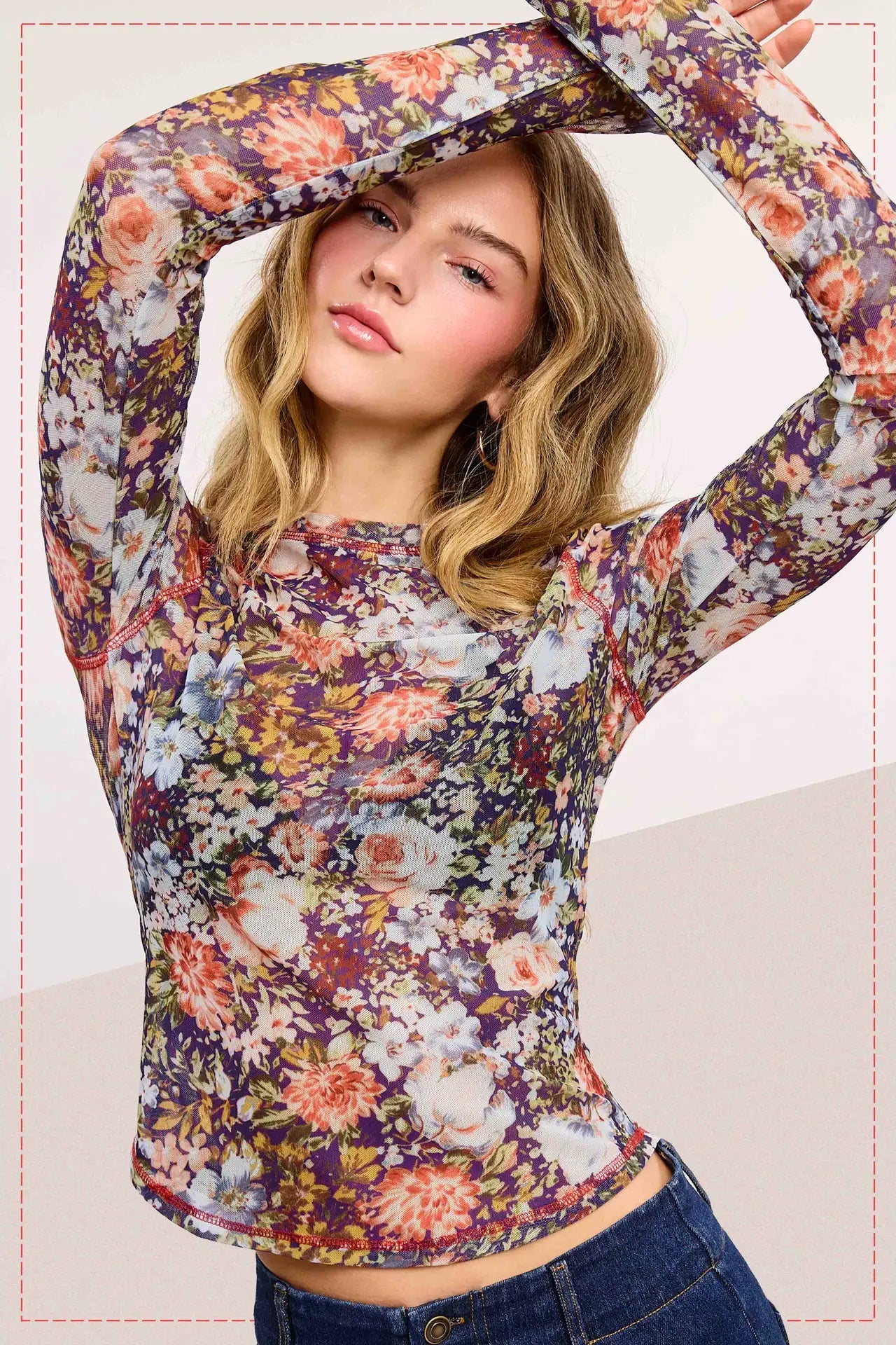 Mesh Floral Top