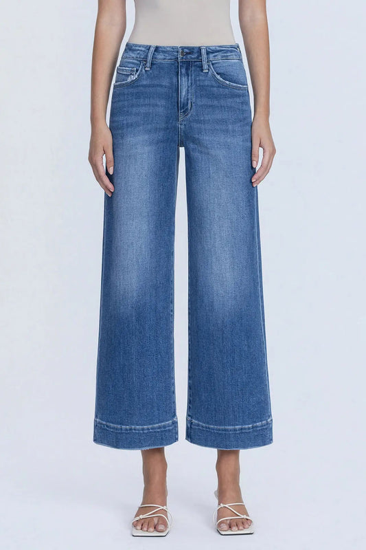 High Rise Crop Wide Trouser Jeans