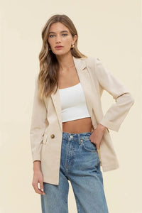 Cuff Sleeve Collared Blazer