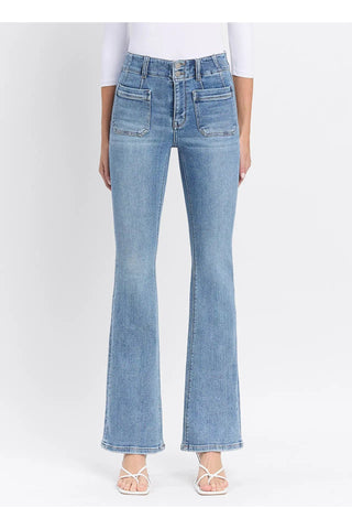 High Rise Front Pocket Flare Jeans