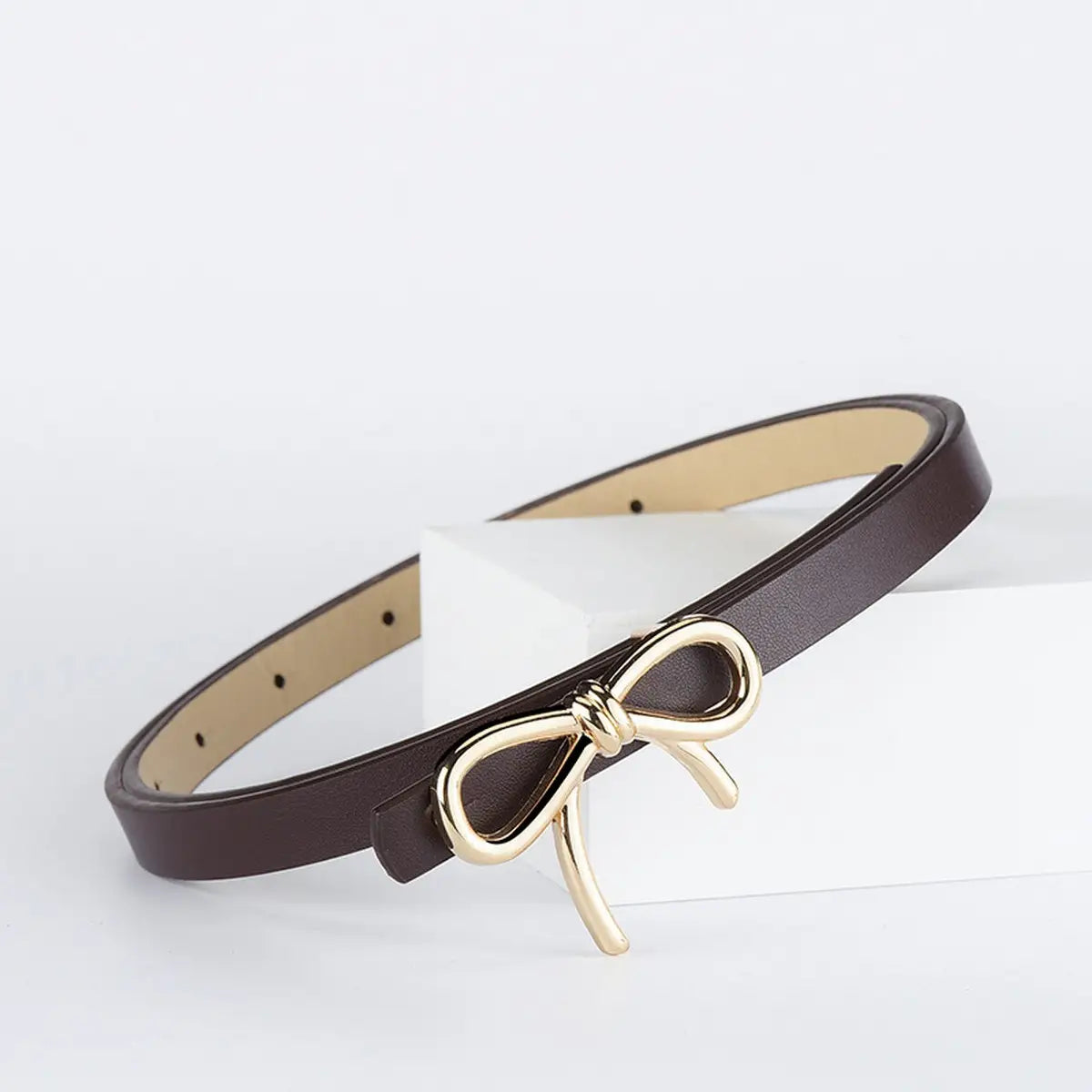 Skinny Leather Bow Belt
