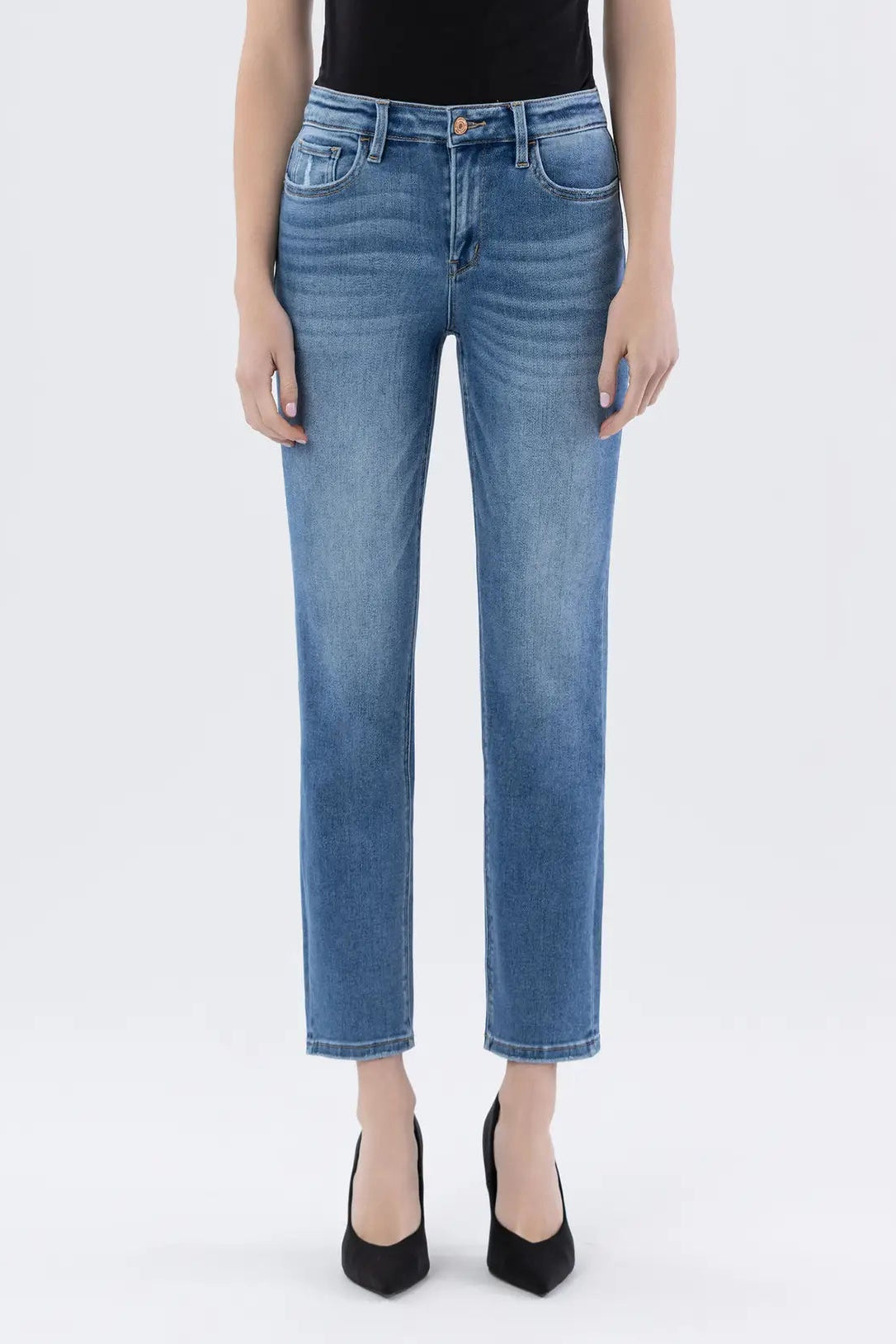 High Rise Slim Straight Jeans