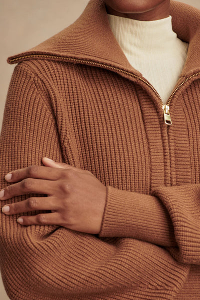Maura Half-Zip Rib Knit