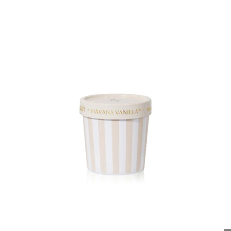 Ice cream container with 'Havana Vanilla' text on a white background