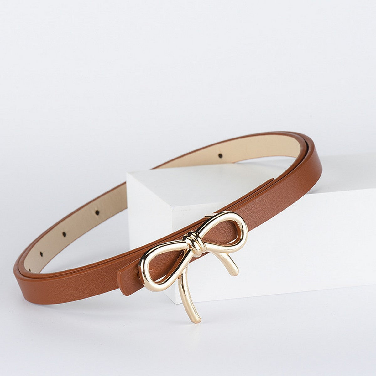 Skinny Leather Bow Belt