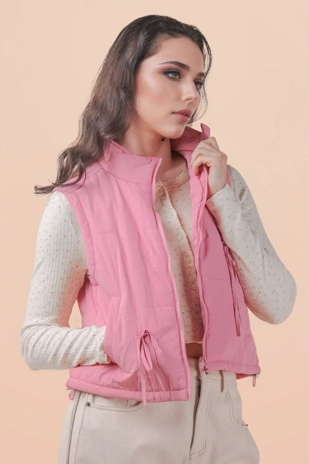 Puffer Vest with Tie Detail