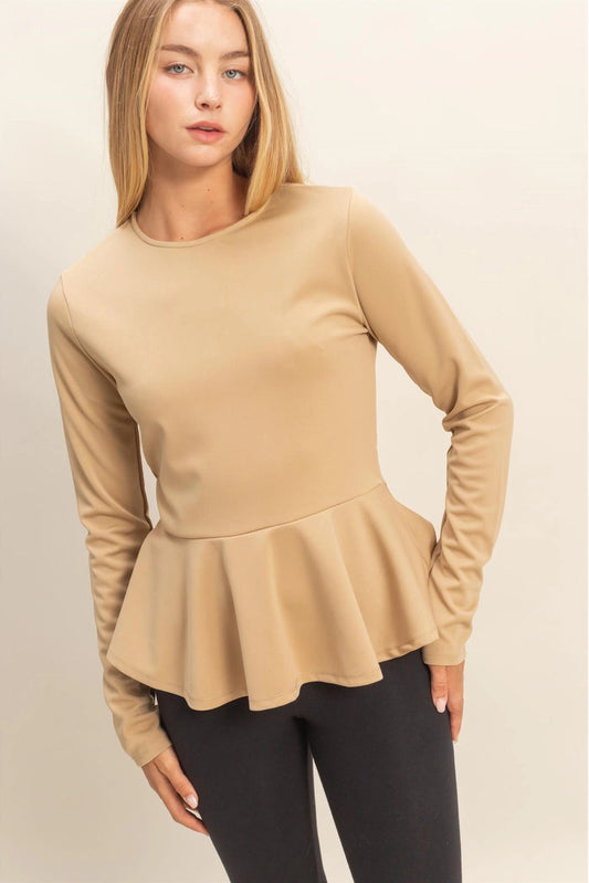 Peplum Tailored Long Sleeve Top