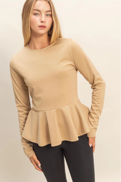 Peplum Tailored Long Sleeve Top
