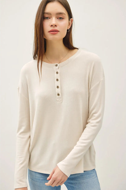 Buttery Soft Hacci Henley Top
